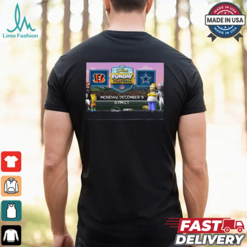 Homer Simpson Bart Simpson The Simpsons x Cincinnati Bengals Vs Dallas Cowboys Funday Football NFL Monday December 9 Disney T shirt
