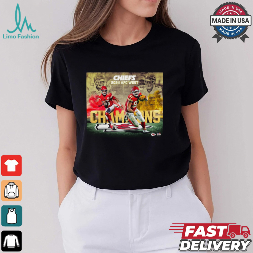 Kansas City Chiefs NFL 2024 AFC West Division Champions Collage Poster t shirt Kansas City Chiefs NFL 2024 AFC West Division Champions Collage Poster t shirt