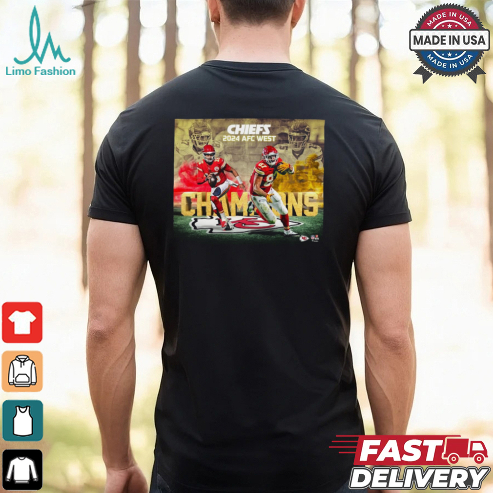 Kansas City Chiefs NFL 2024 AFC West Division Champions Collage Poster t shirt Kansas City Chiefs NFL 2024 AFC West Division Champions Collage Poster t shirt