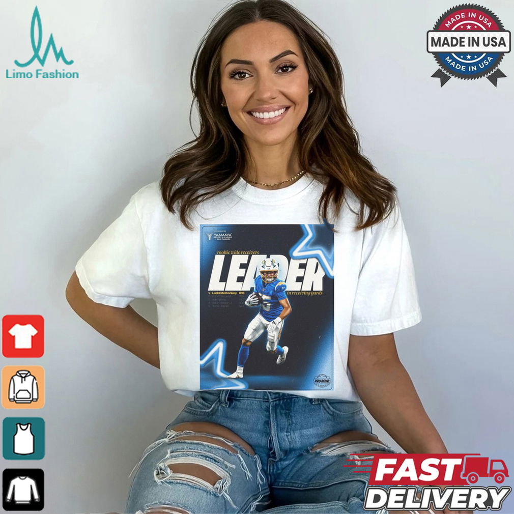Los Angeles Chargers Ladd McConkey Rookie Wide Receivers Leader In Receiving Yards Poster t shirt Los Angeles Chargers Ladd McConkey Rookie Wide Receivers Leader In Receiving Yards Poster t shirt