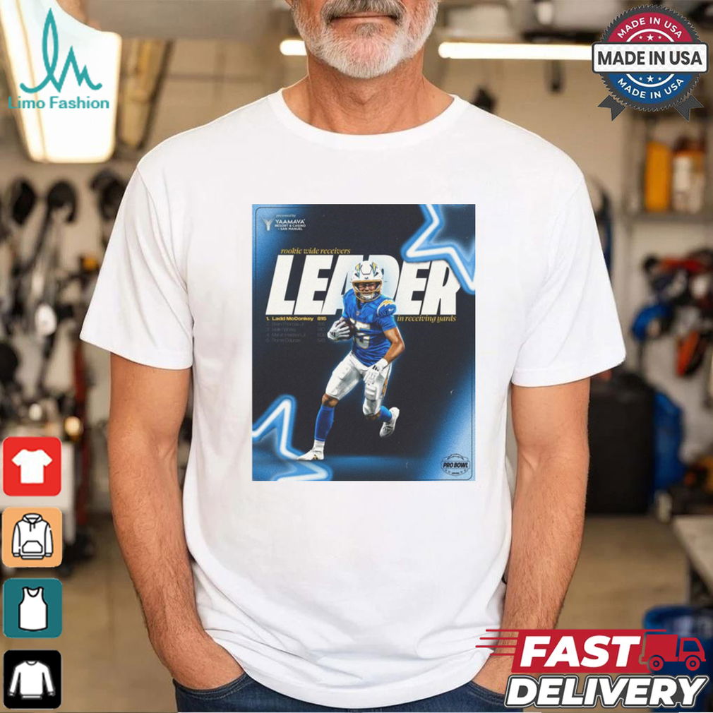 Los Angeles Chargers Ladd McConkey Rookie Wide Receivers Leader In Receiving Yards Poster t shirt Los Angeles Chargers Ladd McConkey Rookie Wide Receivers Leader In Receiving Yards Poster t shirt