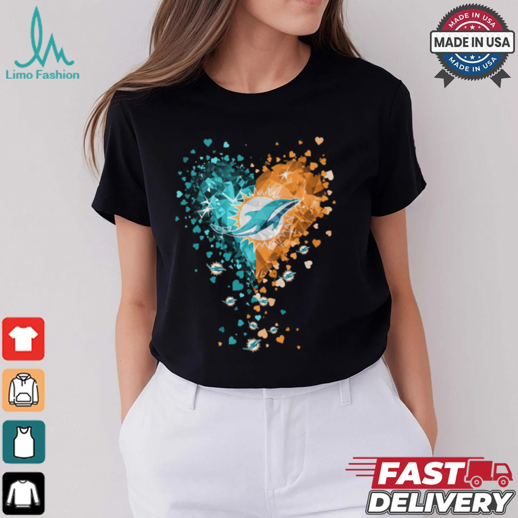 Miami Dolphins Crystal Heart Shirt Miami Dolphins Crystal Heart Shirt