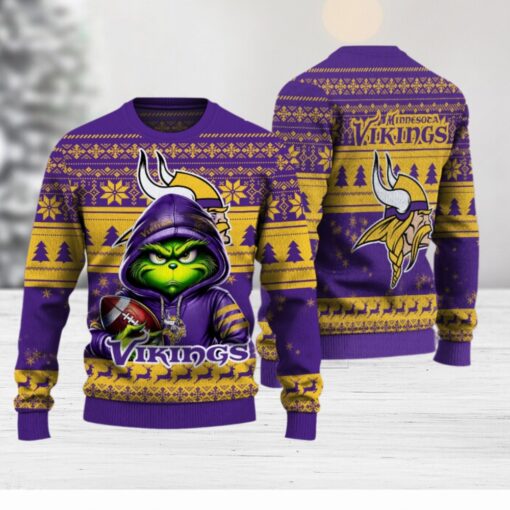 Minnesota Vikings Christmas Grinch Knitted Sweater