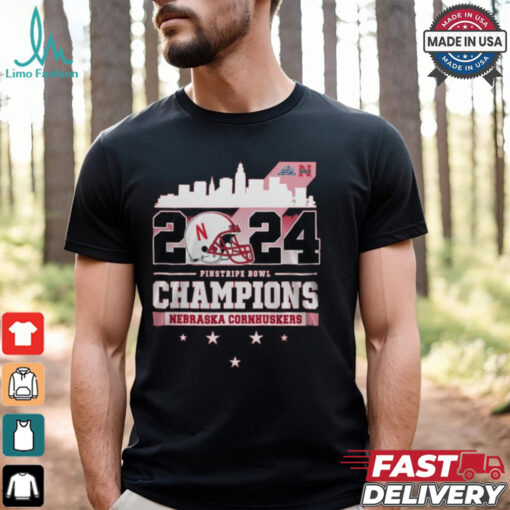 Nebraska Cornhuskers Football Las Pinstripe Bowl 2024 Champions Skyline Shirt