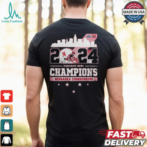 Nebraska Cornhuskers Football Las Pinstripe Bowl 2024 Champions Skyline Shirt