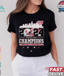 Nebraska Cornhuskers Football Las Pinstripe Bowl 2024 Champions Skyline Shirt