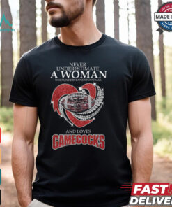 Never Underestimate A Woman Who Understands Football And Loves Gamecocks Shirt