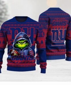 New York Giants Christmas Grinch Knitted Sweater