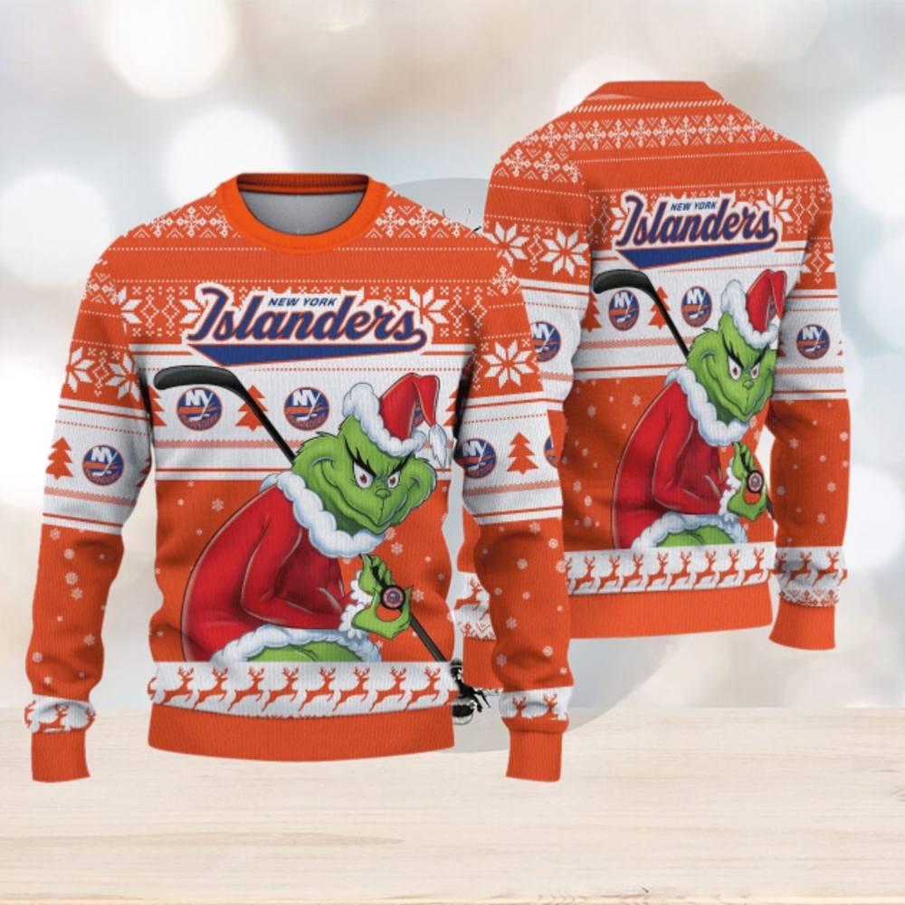 New York Islanders Grinch Christmas Ugly Sweater New York Islanders Grinch Christmas Ugly Sweater