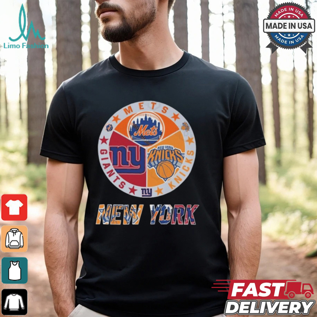 New York Knicks x New York Giants x New York Mets Circle Logo Shirt New York Knicks x New York Giants x New York Mets Circle Logo Shirt