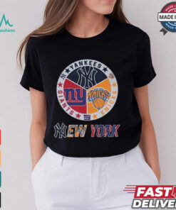 New York Knicks x New York Yankees x New York Giants Circle Logo Shirt