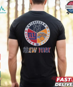 New York Knicks x New York Yankees x New York Giants Circle Logo Shirt