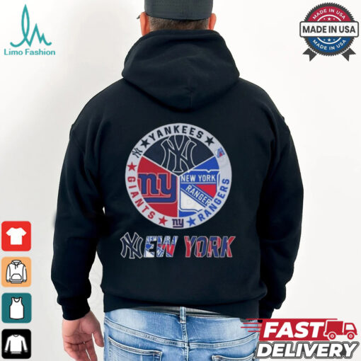 New York Yankees x New York Giants x New York Rangers Circle Logo Shirt