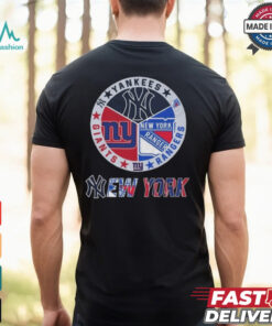 New York Yankees x New York Giants x New York Rangers Circle Logo Shirt