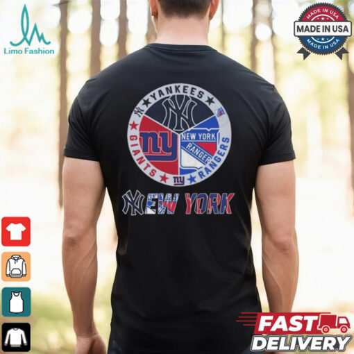 New York Yankees x New York Giants x New York Rangers Circle Logo Shirt