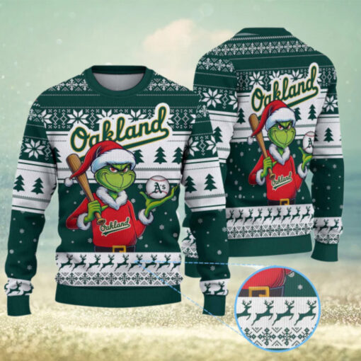 Oakland Athletics Funny Grinch Christmas Sweater