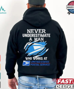 Official Never Underestimate A Man Who Works At United States Postal Service Shirt