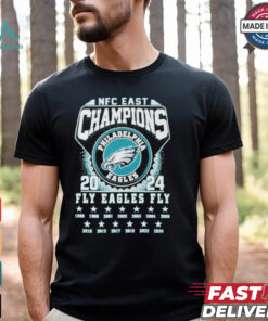 Official Philadelphia Eagles NFC East Champions 1980 2024 Fly Eagles Fly Shirt