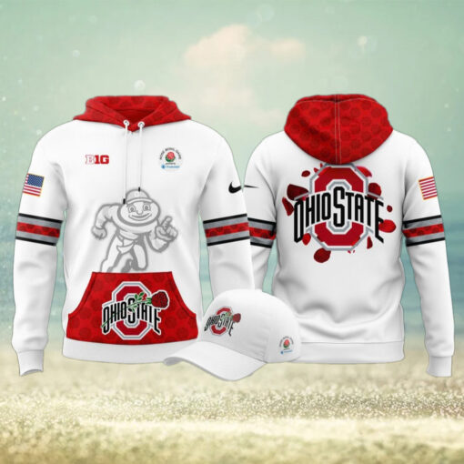Ohio State Buckeyes x Rose Bowl Game New Edition 2025 For Fans Limited White Hoodie