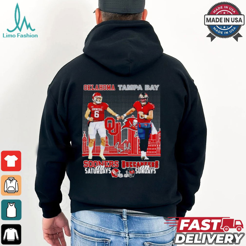 Oklahoma Sooners Saturdays Tampa Bay Buccaneers Sundays Deion Burks and Baker Mayfield shirt Oklahoma Sooners Saturdays Tampa Bay Buccaneers Sundays Deion Burks and Baker Mayfield shirt