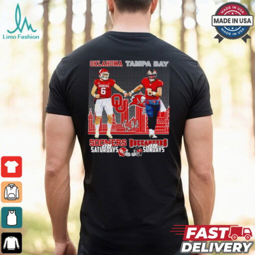 Oklahoma Sooners Saturdays Tampa Bay Buccaneers Sundays Deion Burks and Baker Mayfield shirt