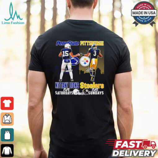 Penn State Nittany Lions on saturdays and Pittsburgh Steelers on Sundays city skyline shirt