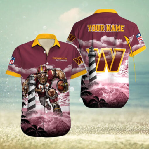 Personalized Washington Commanders Lighthouse Warrior Hawaiian Shirt