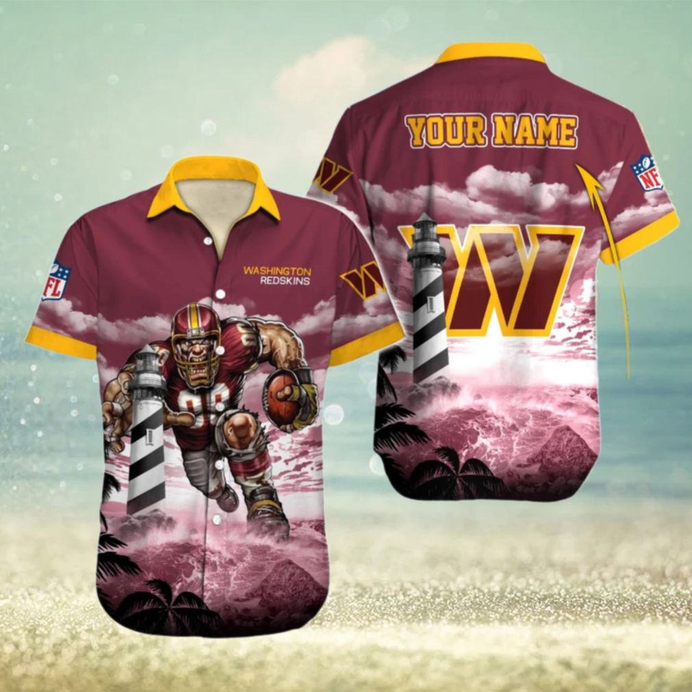 Personalized Washington Commanders Lighthouse Warrior Hawaiian Shirt Personalized Washington Commanders Lighthouse Warrior Hawaiian Shirt