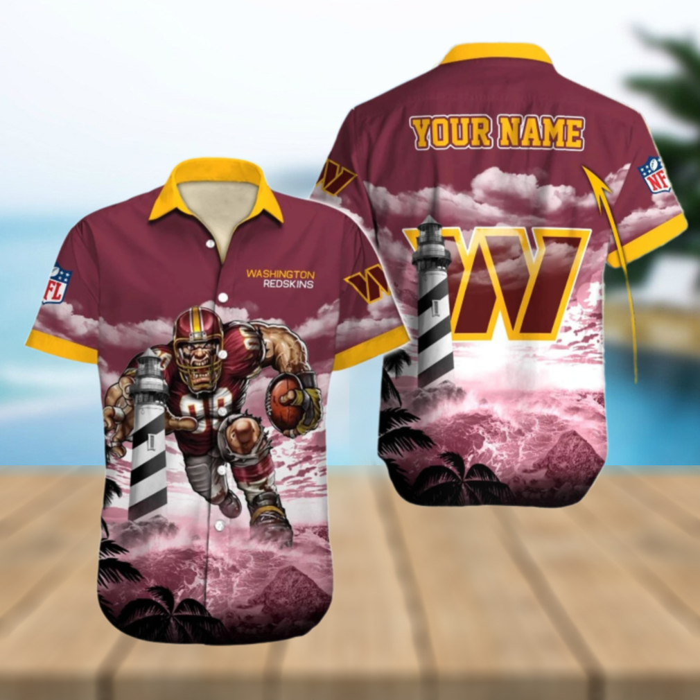 Personalized Washington Commanders Lighthouse Warrior Hawaiian Shirt Personalized Washington Commanders Lighthouse Warrior Hawaiian Shirt