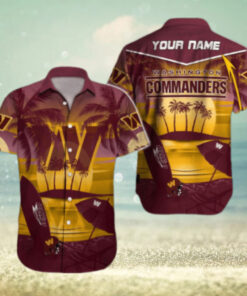 Personalized Washington Commanders Sunset Beach Hawaiian Shirt