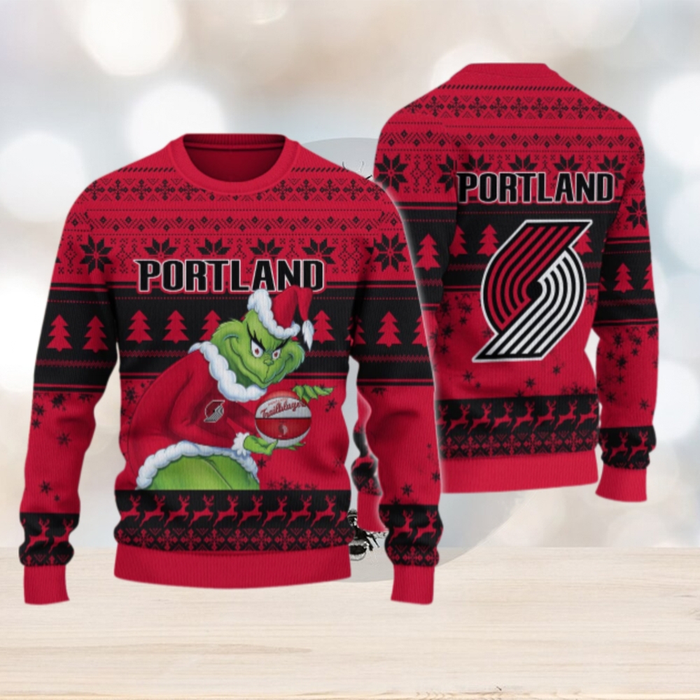 Portland Trail Blazers Grinch Christmas Ugly Sweater Portland Trail Blazers Grinch Christmas Ugly Sweater