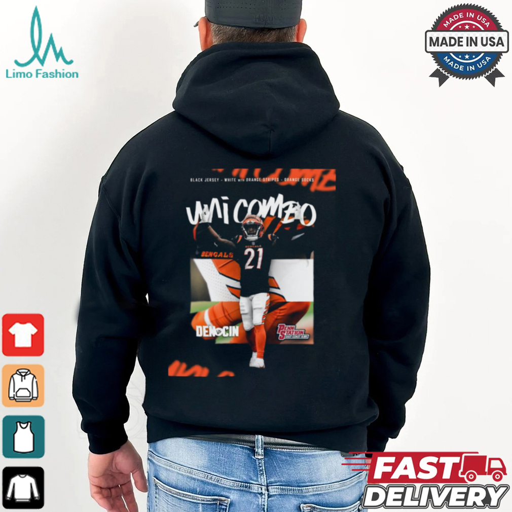 Poster Black Jersey White With Orange Stripes Orange Socks Uni Combo Cincinnati Bengals Vs Denver Broncos NFL Football t shirt Poster Black Jersey White With Orange Stripes Orange Socks Uni Combo Cincinnati Bengals Vs Denver Broncos NFL Football t shirt