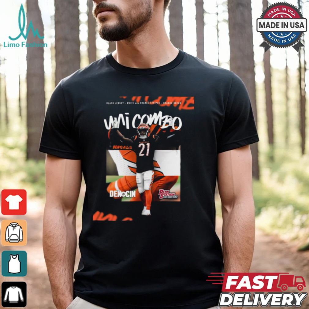 Poster Black Jersey White With Orange Stripes Orange Socks Uni Combo Cincinnati Bengals Vs Denver Broncos NFL Football t shirt Poster Black Jersey White With Orange Stripes Orange Socks Uni Combo Cincinnati Bengals Vs Denver Broncos NFL Football t shirt