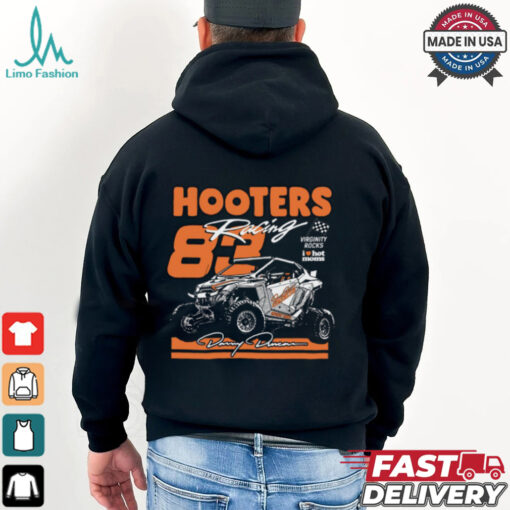 RZR Hooters Racing 83 Shirt - A bold and stylish T-shirt featuring the RZR Hooters Racing team number 83. Perfect for motorsports fans who want to show their support for the team in a high-energy and fashionable design.