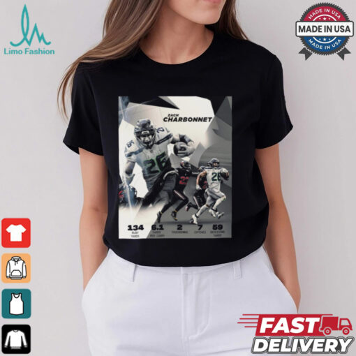 Seattle Seahawks Zachariah Charbonnet 134 Rush Yards 6.1 Yards Per Carry 2 Touchdowns Poster t shirt