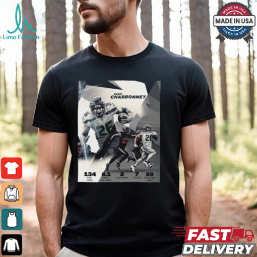 Seattle Seahawks Zachariah Charbonnet 134 Rush Yards 6.1 Yards Per Carry 2 Touchdowns Poster t shirt