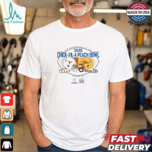 Texas Longhorns vs. Arizona State Sun Devils Dueling Helmets Chick fil A Peach Bowl Atlanta T Shirt