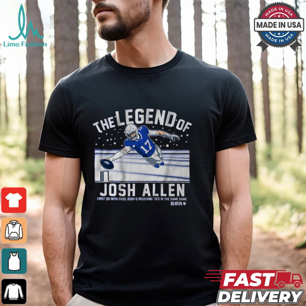The Legend Of Josh Allen First QB With Pass Rush And Receiving TD’s In The Same Game Buffalo Bills t shirt The Legend Of Josh Allen First QB With Pass Rush And Receiving TD’s In The Same Game Buffalo Bills t shirt