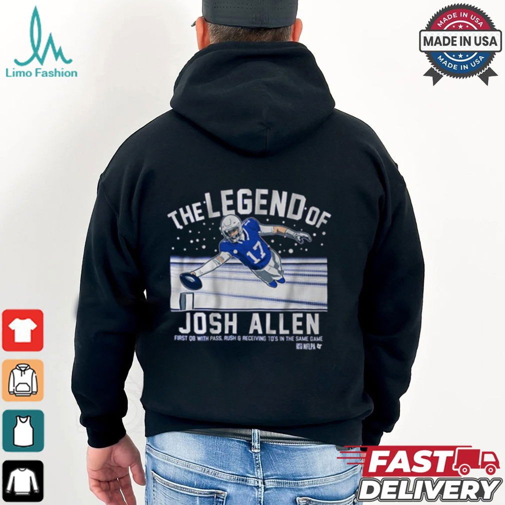 The Legend Of Josh Allen First QB With Pass Rush And Receiving TD’s In The Same Game Buffalo Bills t shirt The Legend Of Josh Allen First QB With Pass Rush And Receiving TD’s In The Same Game Buffalo Bills t shirt