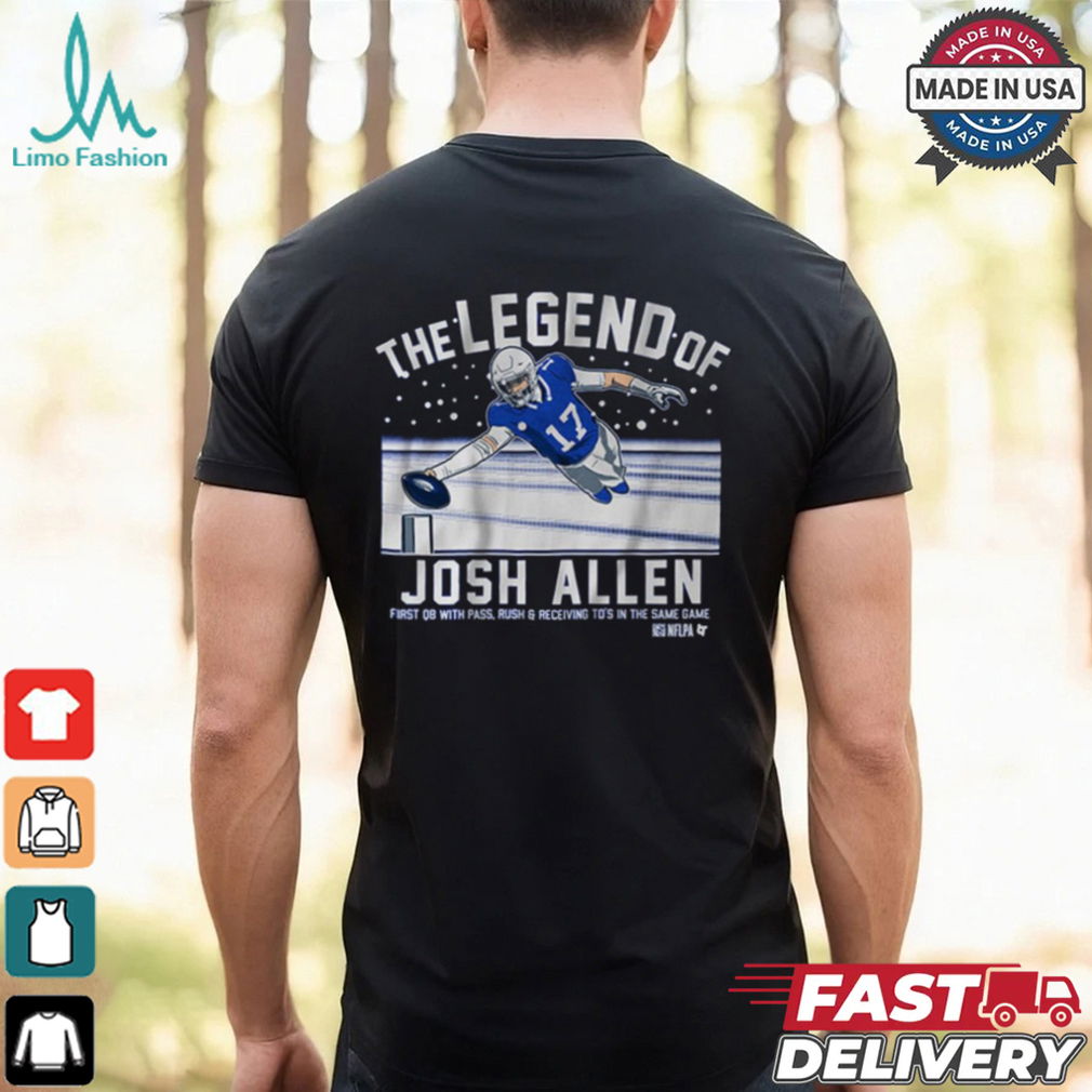 The Legend Of Josh Allen First QB With Pass Rush And Receiving TD’s In The Same Game Buffalo Bills t shirt The Legend Of Josh Allen First QB With Pass Rush And Receiving TD’s In The Same Game Buffalo Bills t shirt
