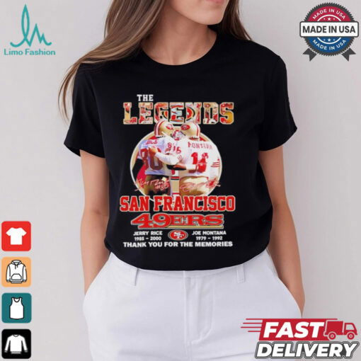 The Legends Rice Montana San Francisco 49ers thank you for the memories shirt