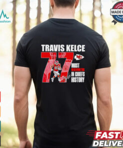 Travis Kelce Chiefs most receiving TDS in Chiefs history signature shirt