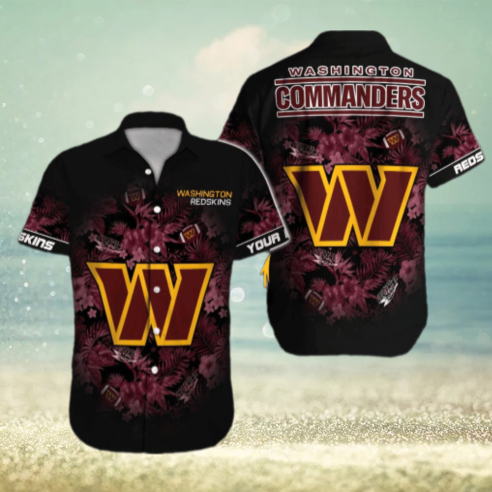 Washington Commanders Midnight Bloom Hawaiian Shirt Washington Commanders Midnight Bloom Hawaiian Shirt