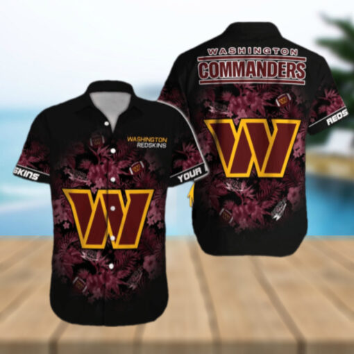 Washington Commanders Midnight Bloom Hawaiian Shirt