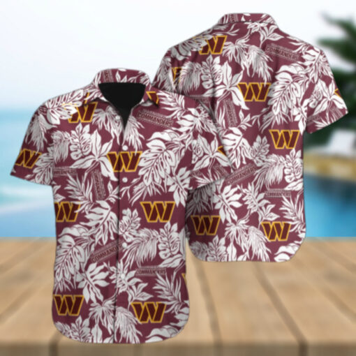 Washington Commanders Tropical Leaves Hawaiian Shirt