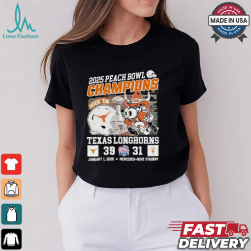 2025 Peach Bowl Champions Hook ‘Em Texas Longhorns 39 31 Mascot Helmet Shirt