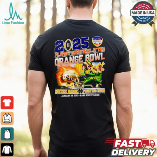 2025 Playoff Semifinal at the Orange Bowl Notre Dame Fighting Irish fire helmet mascot shirt