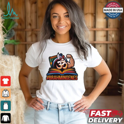 Anuradha Tiwari Wearing Brahmin Genes Sticker Shirt