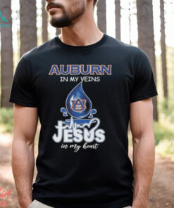 Auburn Tigers Water Drops In My Veins Jesus In My Heart Shirt