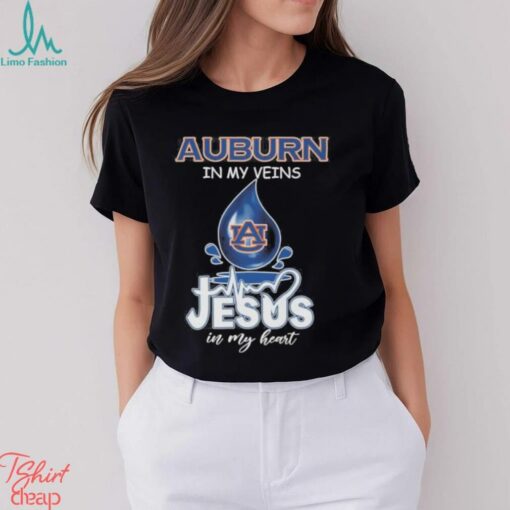 Auburn Tigers Water Drops In My Veins Jesus In My Heart Shirt